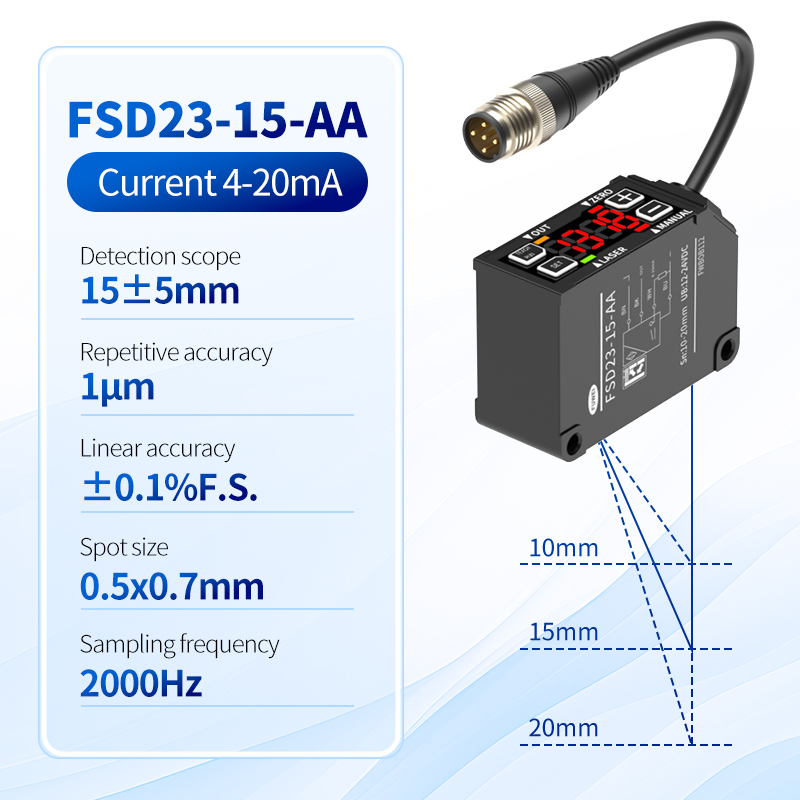 Capteur de déplacement laser série FUWEI FSD23 dans la mesure de précision de la hauteur du moule