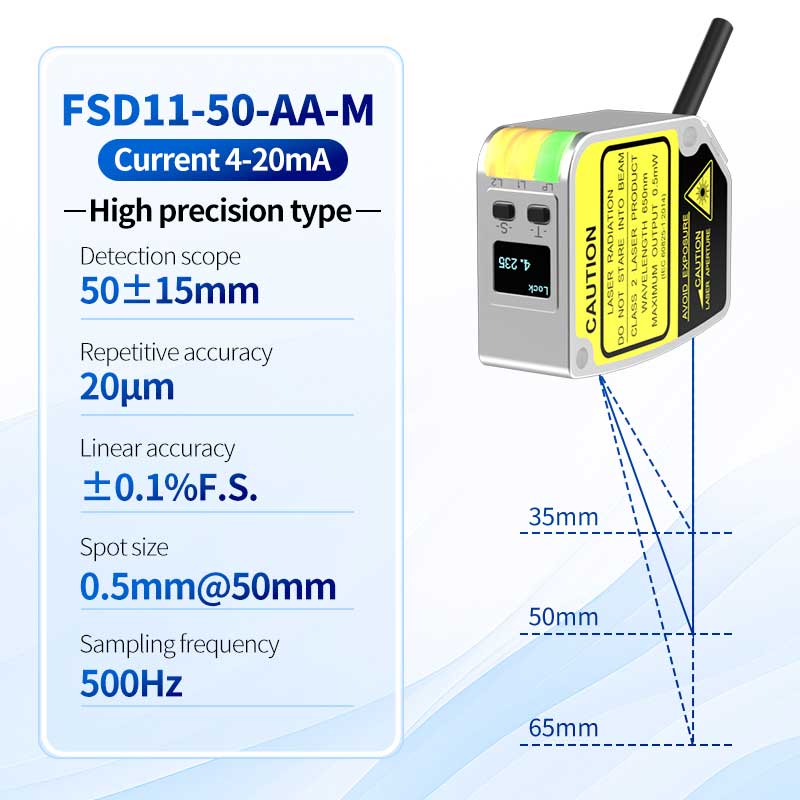 Capteur de déplacement laser de précision 0,01 mm FSD11-50-AA-M