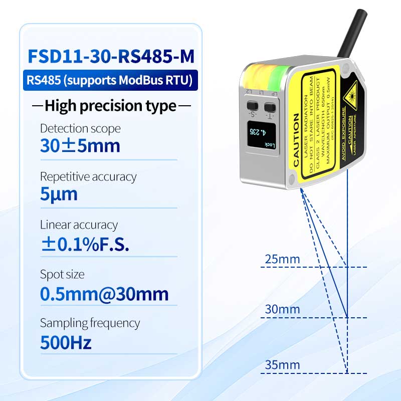 Capteur de portée laser FSD11-30-RS485-M haute précision 0.01mm